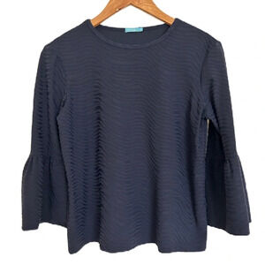 J. McLaughlin Women’s Blue Kyla Textured Bell Sleeve Top Small